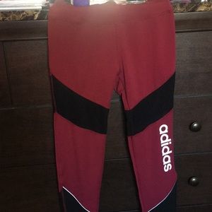 Burgundy adidas inspired leggings